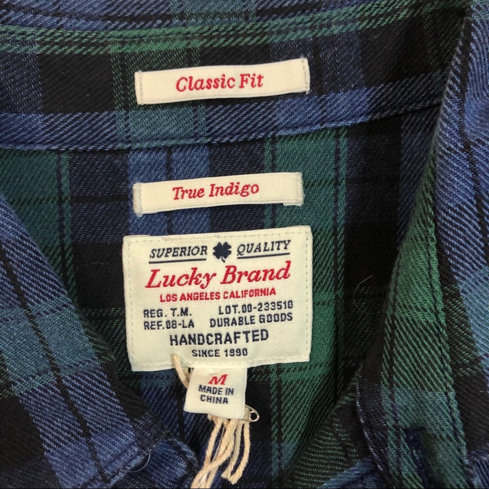 Lucky Brand.Men’s plaid long sleeve-True Indigo. M - Picture 2 of 6